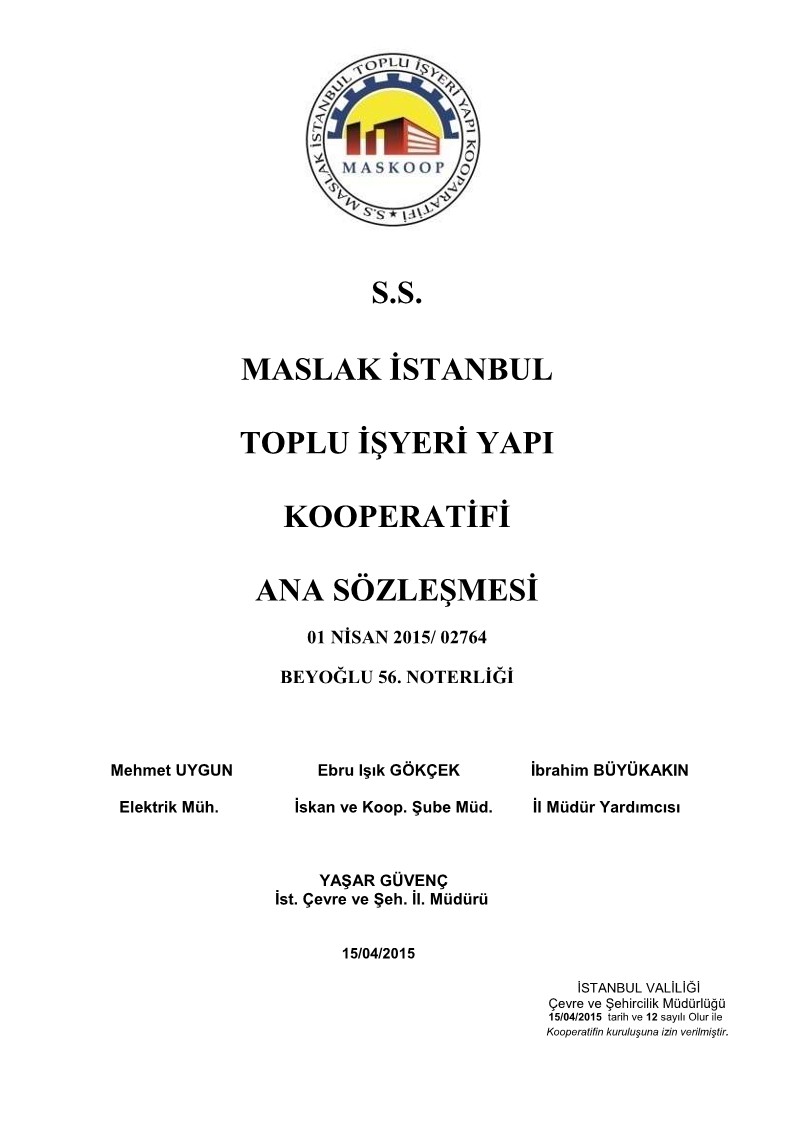 Maskoop Ana Sözleşme (Görüntüle - İndir)